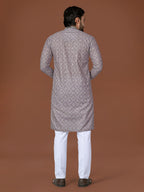 Anaita Grey Lucknowi Silk Straight Kurta