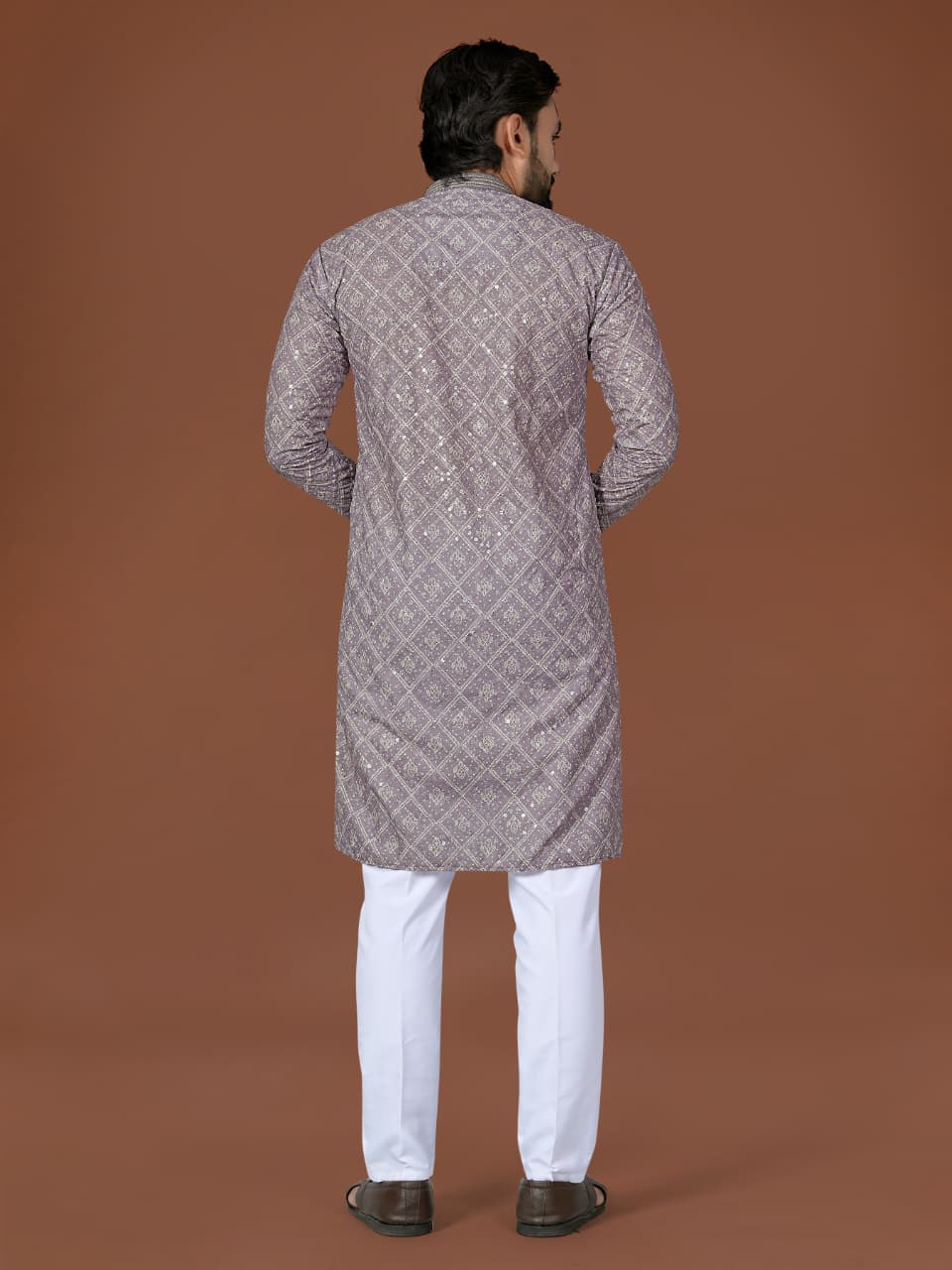 Anaita Grey Lucknowi Silk Straight Kurta