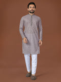 Anaita Grey Lucknowi Silk Straight Kurta
