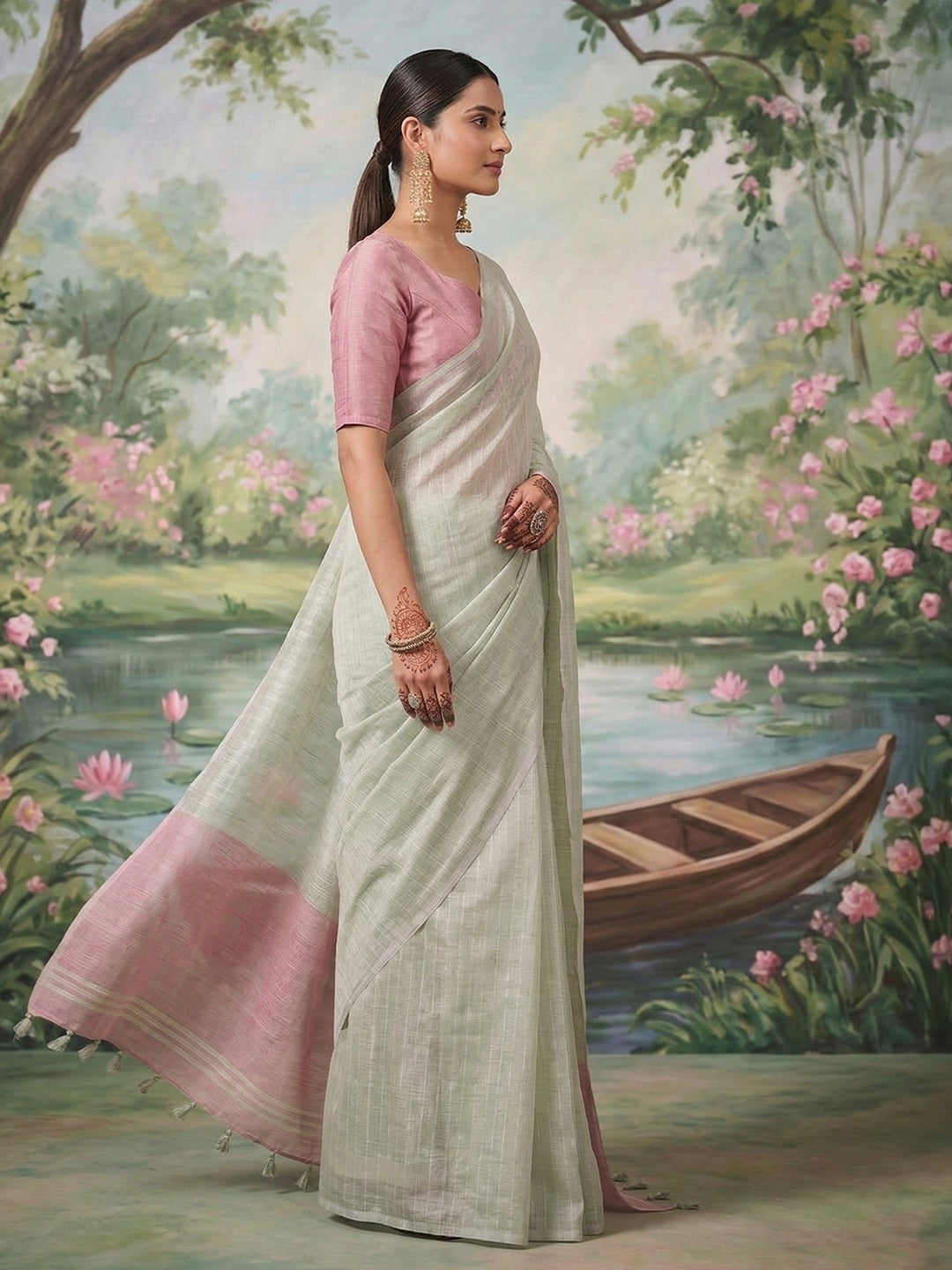 Anaita Grey Tissue Saree With Blouse - Distacart