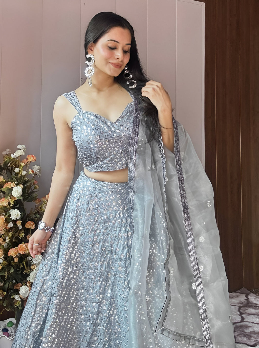 Lehenga Mart Designer Wedding Lehenga Choli For Women - Grey