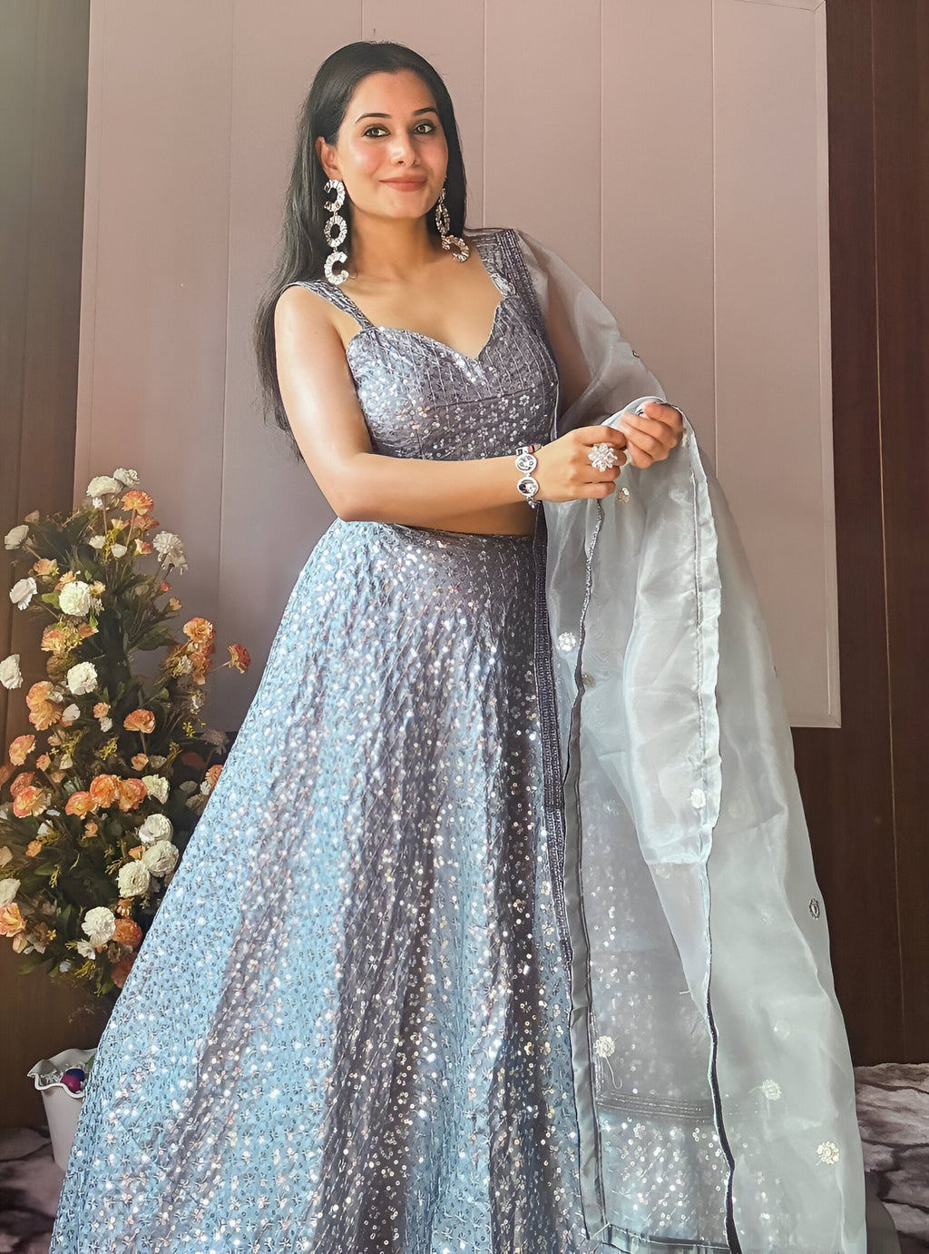 Lehenga Mart Designer Wedding Lehenga Choli For Women - Grey