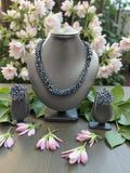 Inhanns Noor-E-Jalwa – Handmade Crystal Bead Necklace / Necklace With Earrings -Adjustable - Navy Blue