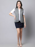 Even Apparels Grey Polyblend Open Front Women's Waistcoat - Distacart