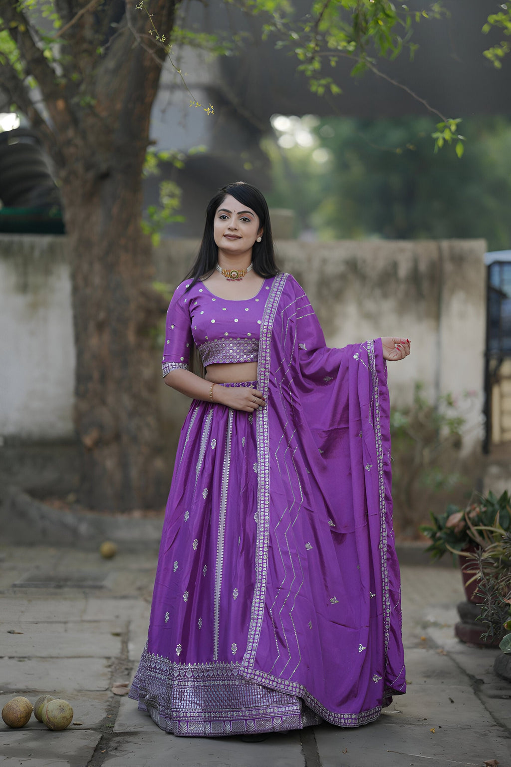 Lehenga Mart Designer Bollywood Style Wedding Lehenga Choli - Purple