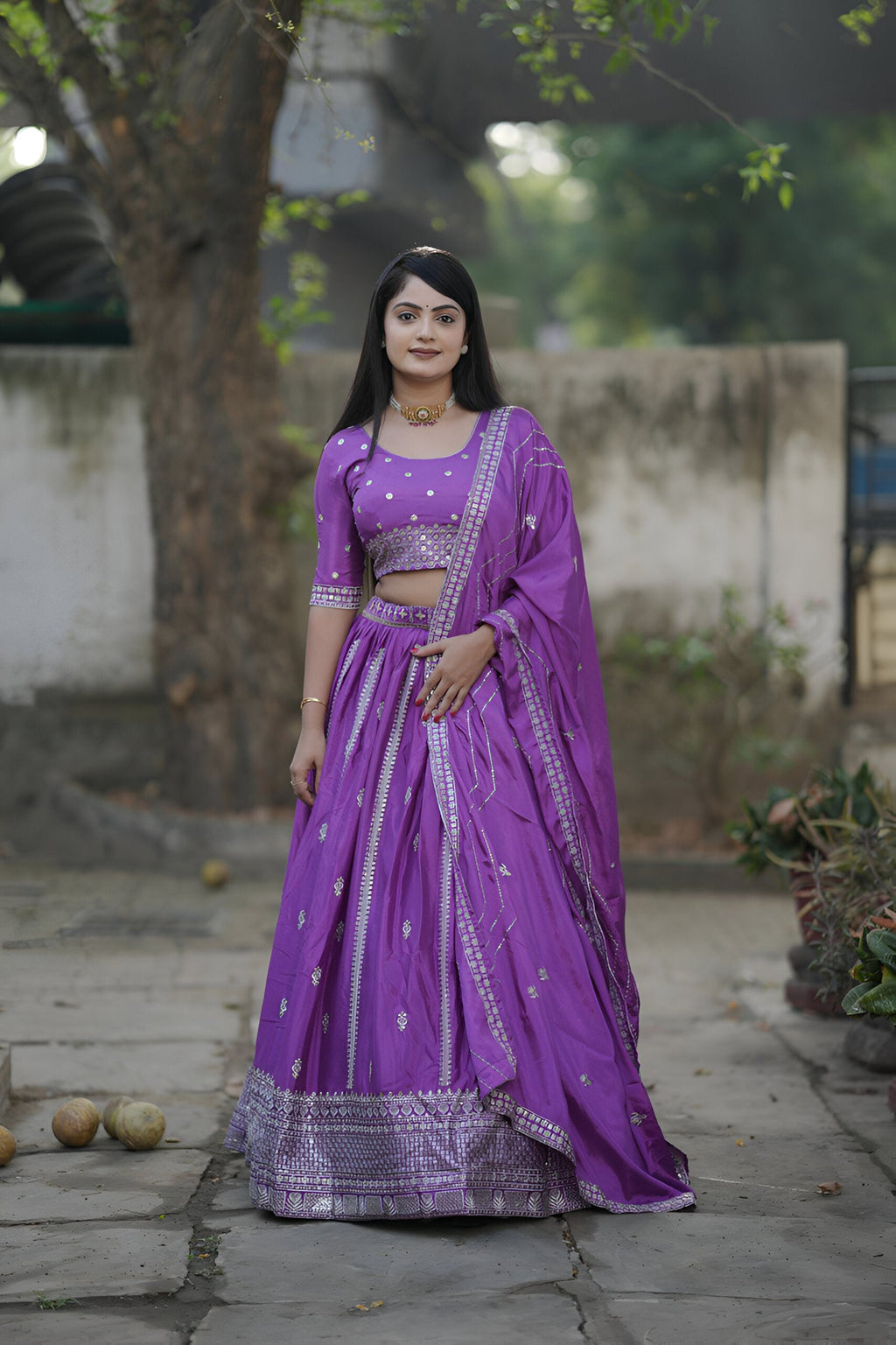 Lehenga Mart Designer Bollywood Style Wedding Lehenga Choli - Purple