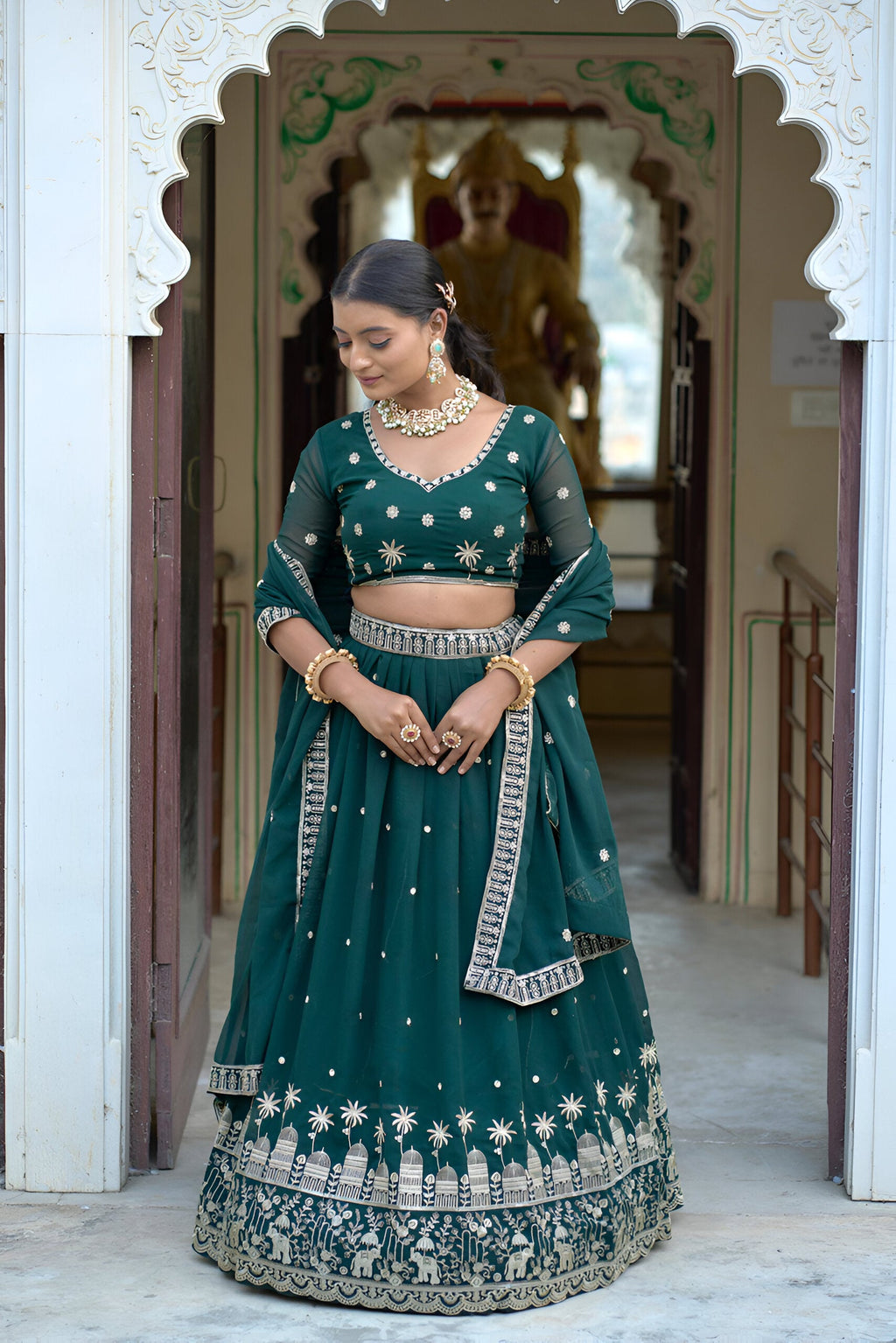 Lehenga Mart Designer Bollywood Style Wedding Lehenga Choli - Green