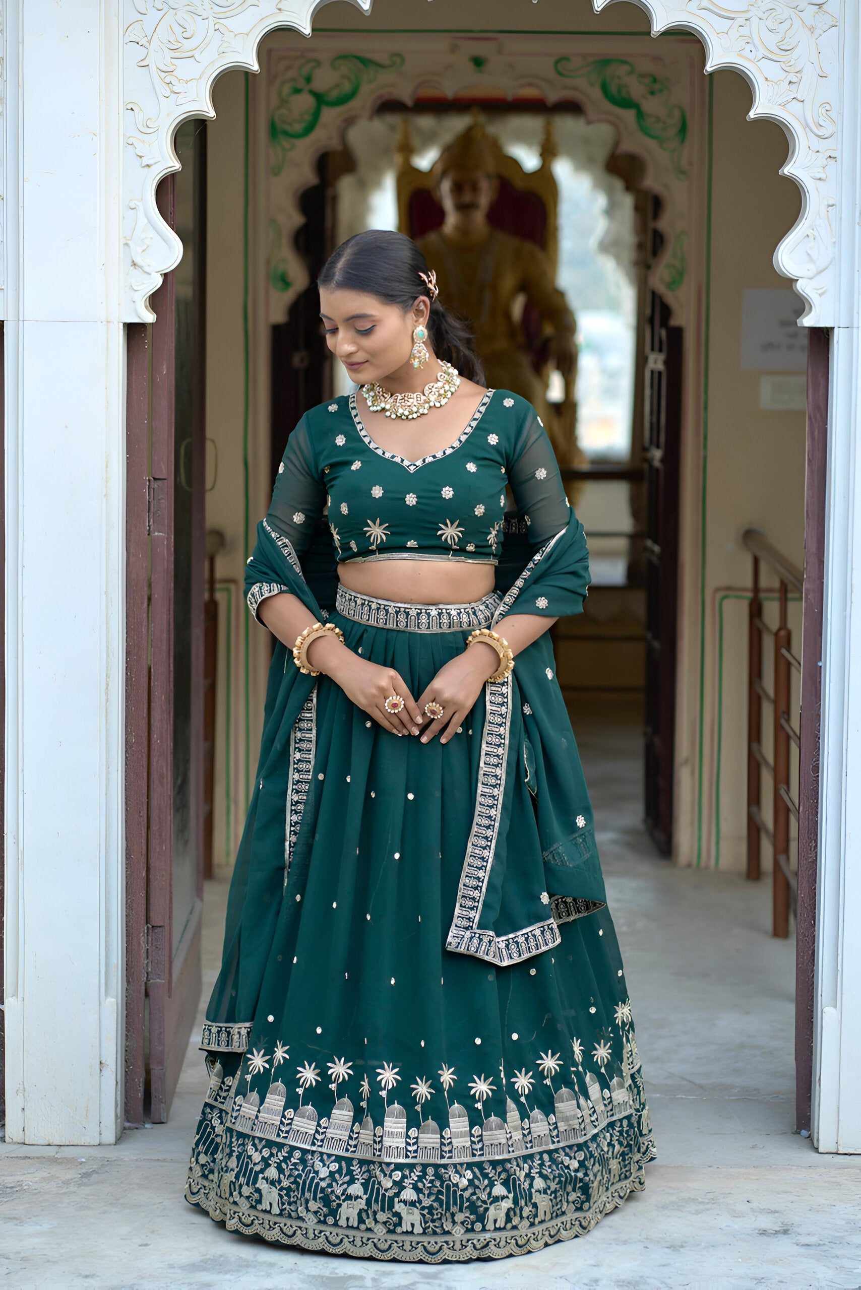 Lehenga Mart Designer Bollywood Style Wedding Lehenga Choli - Green
