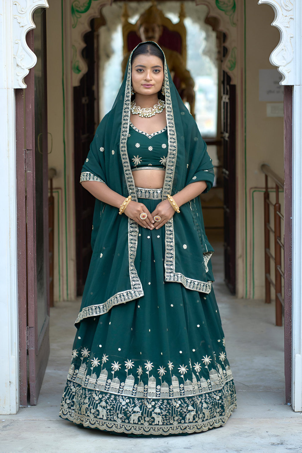 Lehenga Mart Designer Bollywood Style Wedding Lehenga Choli - Green