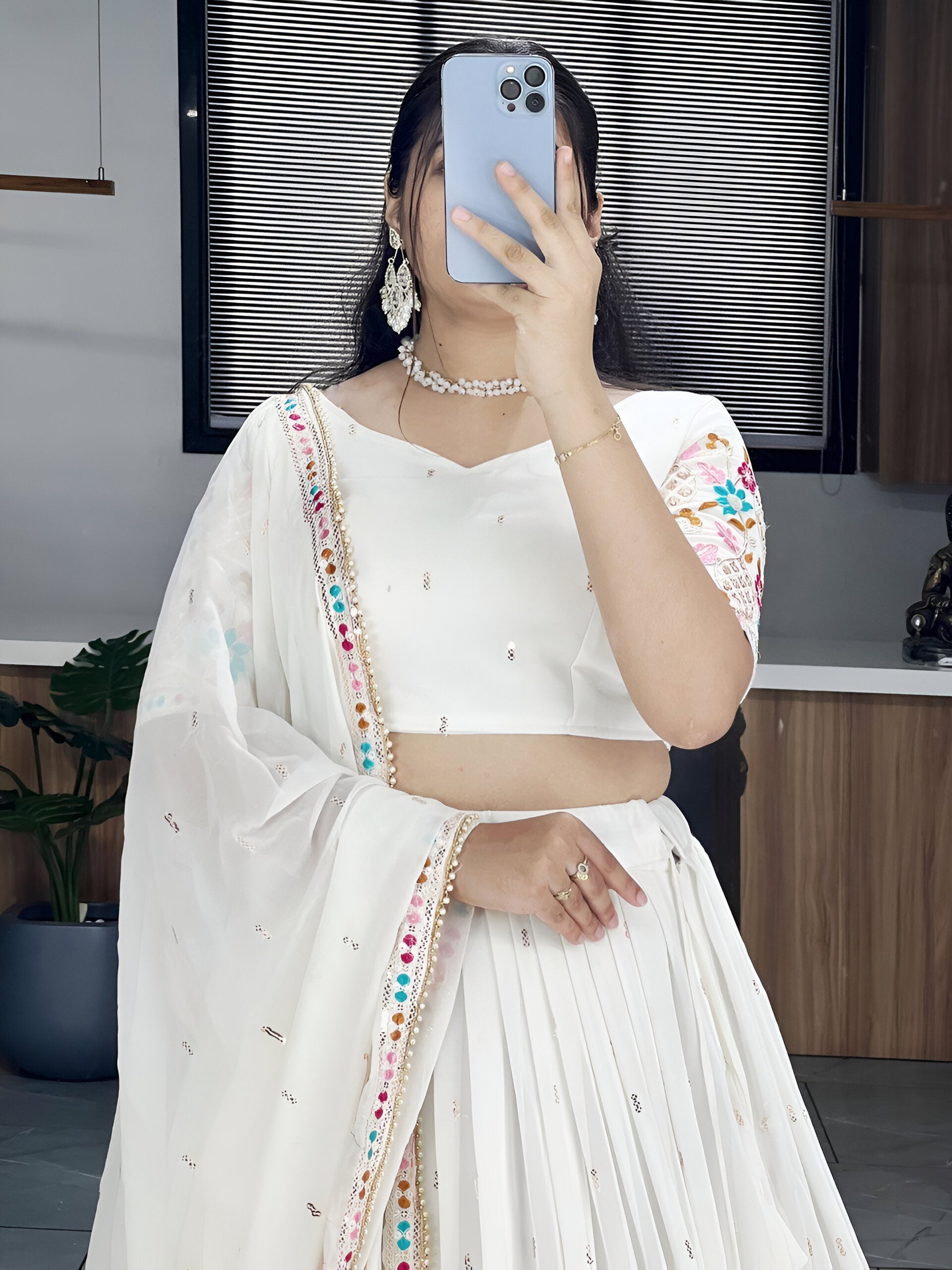 Lehenga Mart Designer Bollywood Style Wedding Lehenga Choli - White