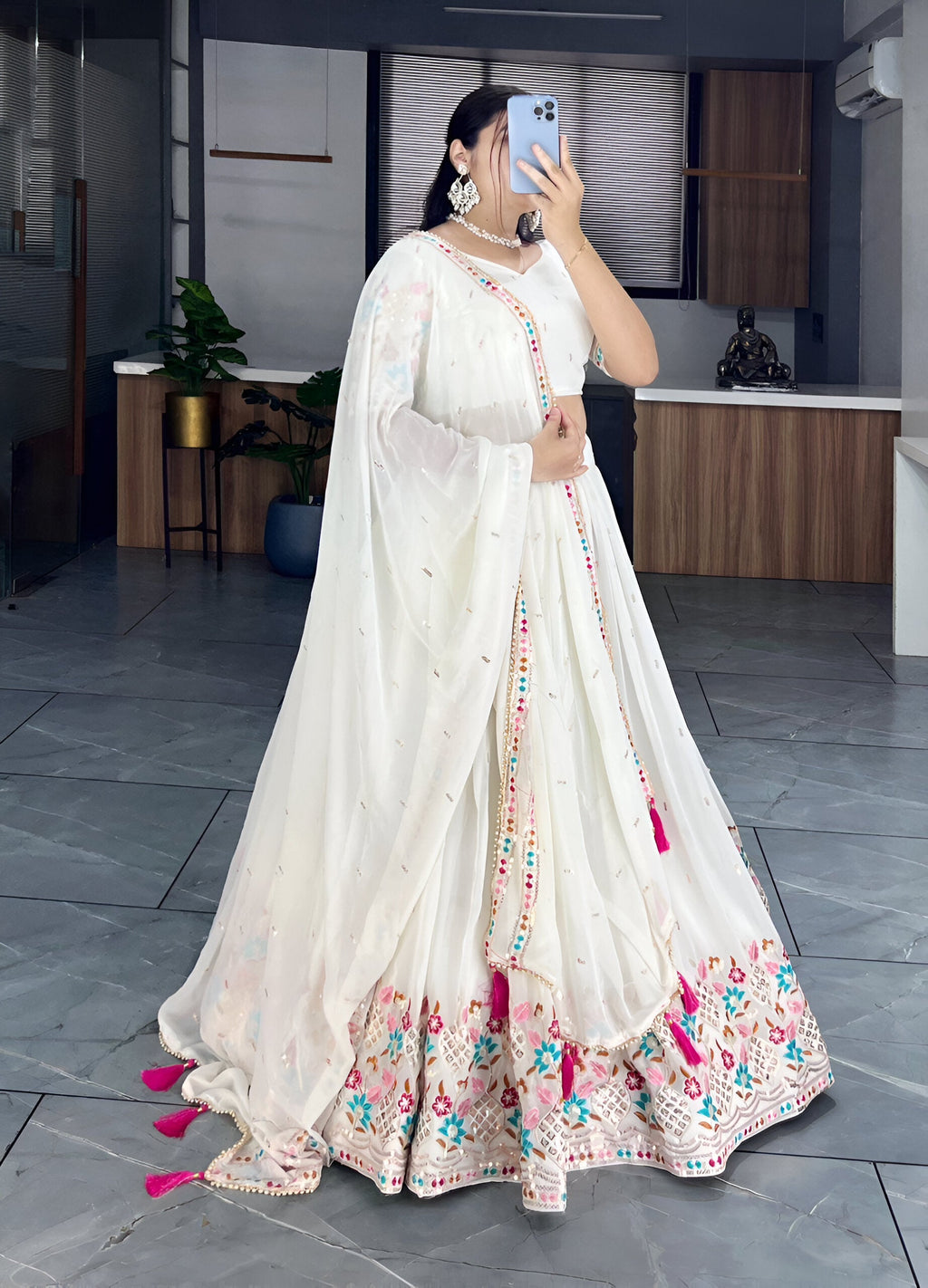 Lehenga Mart Designer Bollywood Style Wedding Lehenga Choli - White