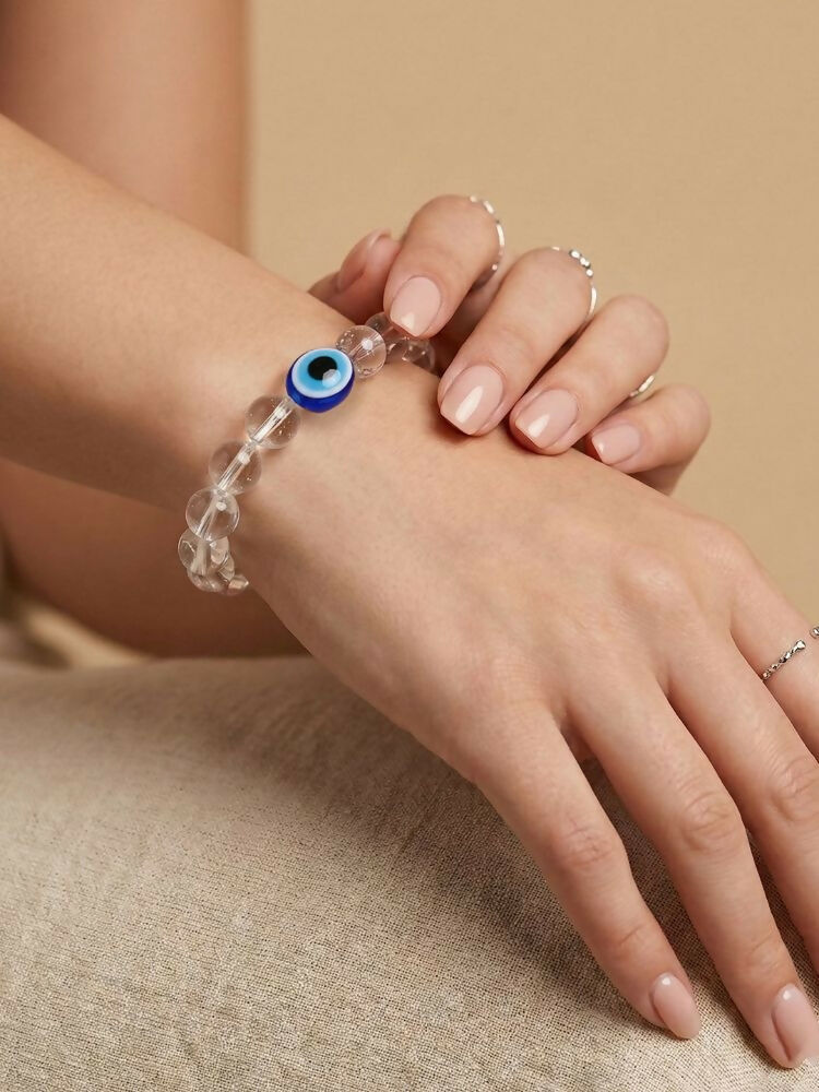 NVR White Crystal Evil Eye Bracelet for Men & Women - Distacart