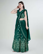Green Georgette Sequence Embroidered Lehenga Choli with Dupatta - Tanya