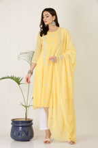 Joban Fashion Yellow Georgette Kurta Set - Distacart