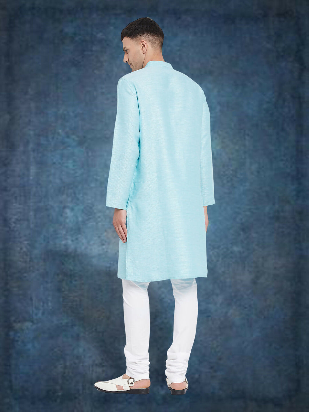 Even Apparels Men's Pure Cotton Turquoise Kurta