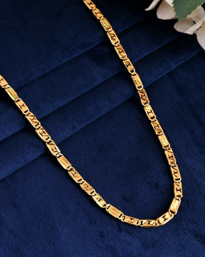 VOJ Gold-Polished Self Designed Biscuit Chain