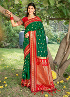 Shree Shyam Fashion Green Soft Silk Saree - Distacart