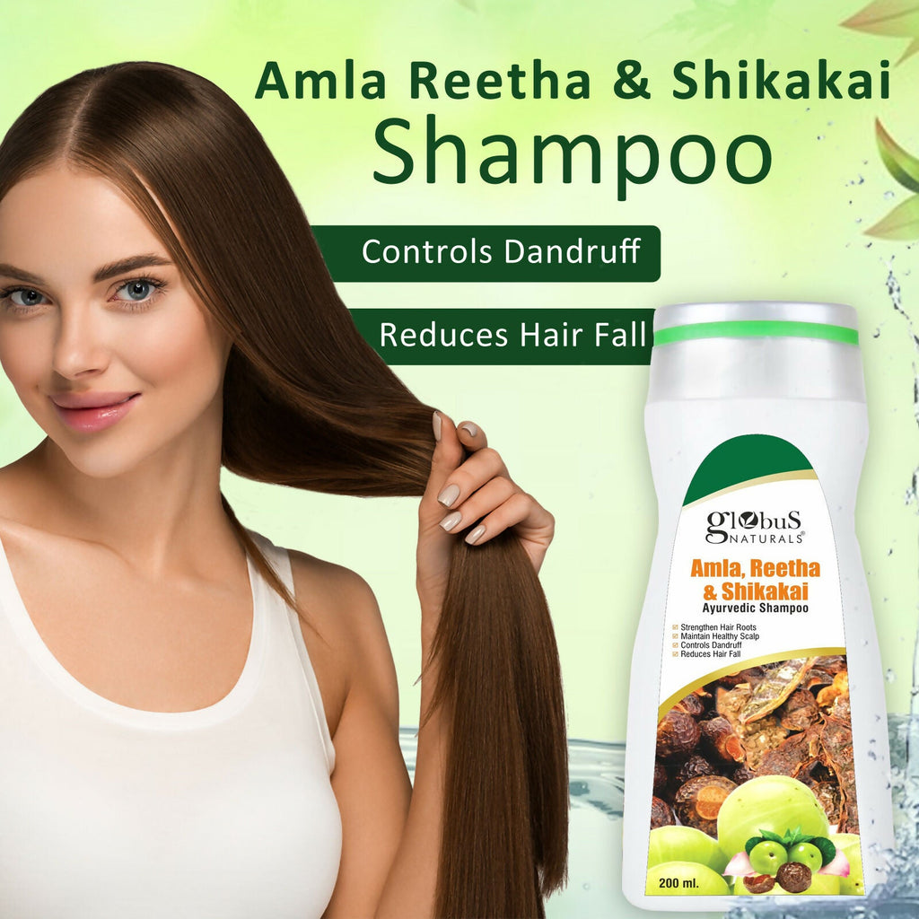 Globus Naturals Amla Reetha Shikakai Shampoo - Distacart