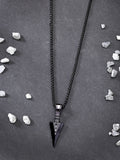 NVR Men's Black Rhodium-Plated Arrow-Shaped Pendant With Chain
