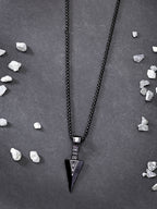 NVR Men's Black Rhodium-Plated Arrow-Shaped Pendant With Chain