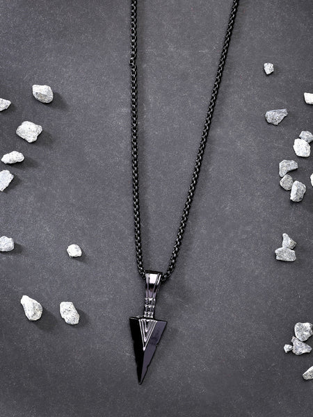 NVR Men's Black Rhodium-Plated Arrow-Shaped Pendant With Chain