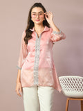 Myshka Women's Pink Solid Longline Party Tunic