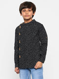 Manet Ethnic Full Sleeves Triangel Printed Shirt - Black