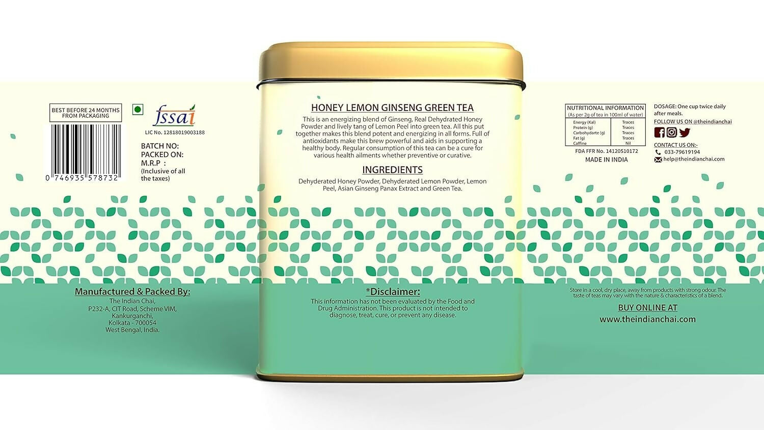 The Indian Chai - Honey Lemon Ginseng Green Tea