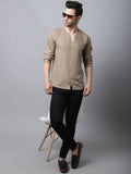 Even Apparels Beige Pure Cotton Round Neck Slit Men's Kurta - Distacart