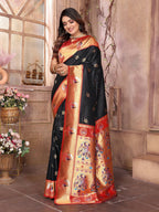 Joban Fashion Paithani Black Woven Soft Silk Saree - Distacart
