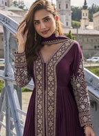 Vegaa Fashion Fashion Wine Embroidered Pakistani Designer salwar suit - Distacart