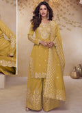 Vegaa Fashion Yellow Simar Silk Embroidered Party Wear Palazzo Suit - Distacart