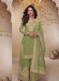 Vegaa Fashion Green Simar Silk Embroidered Party Wear Palazzo Suit - Distacart
