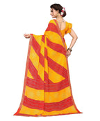 Vamika Yellow Georgette Printed With Lace Saree (MANYA YELLOW RED) - Distacart