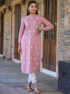 Juniper Women's Pink Cambric Printed Straight Kurta - Distacart