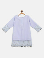 Ahalyaa Blue Crepe Silver Glitter Print Kids Kurta Palazzo Set With Dupatta For Girls