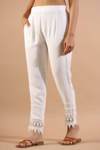 Juniper Women's White Rayon Solid Straight Pant - Distacart
