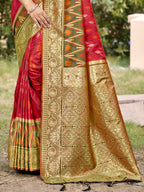 Shree Shyam Fashion Red Pochampally Silk Saree - Distacart