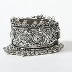Mominos Fashion Joharkamal Oxidised Silver-Plated Ghungroo Handcraft Bracelet - Design 022 - Distacart