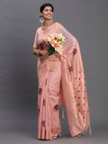 Shree Shyam Fashion Linen Cotton Light Pink Saree - Distacart