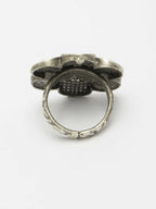 NVR Women's Silver-Toned Floral Shape Adjustable Finger Ring