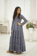 Aayaa Designer Printed Faux Georgette with Embroidery Zari Sequins-work Kids Gown
