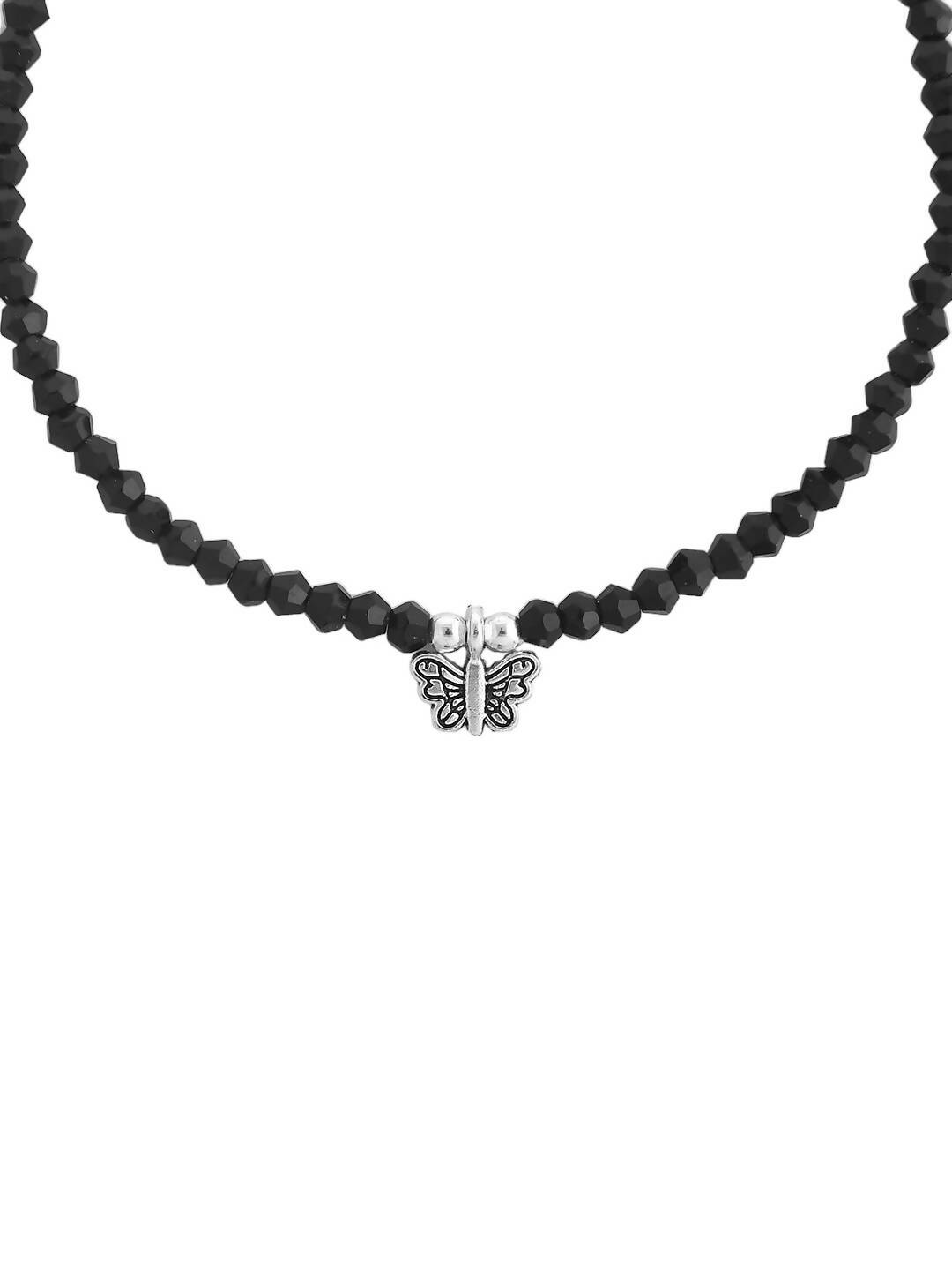 VOJ Women Black Color stainless steel Anklet - Distacart