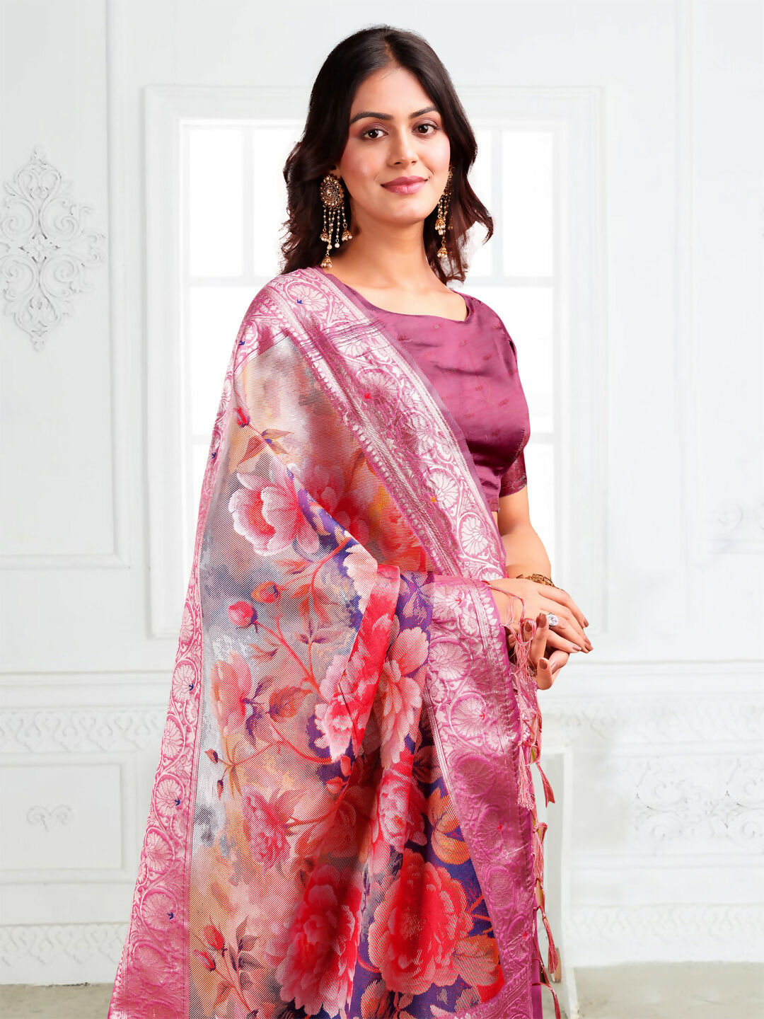 Shree Shyam Fashion Linen Cotton Pink Saree - Distacart