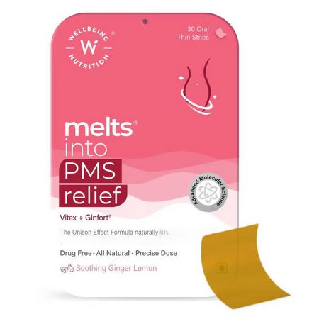 Wellbeing Nutrition Melts into PMS Relief Disintegrating Strips - Soothing Ginger Lemon