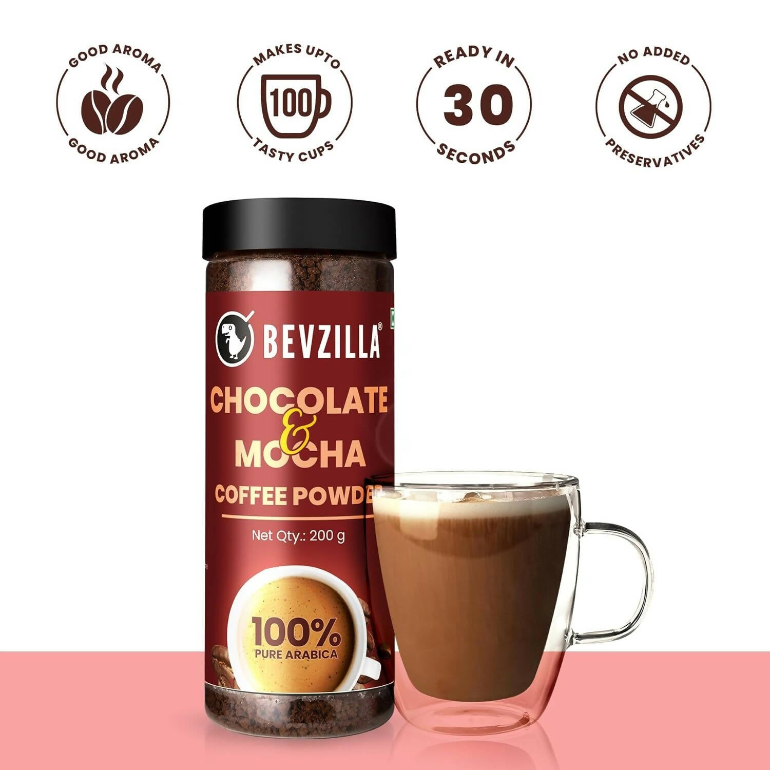 Bevzilla Chocolate & Mocha Coffee Powder 100% Pure Arabica - Distacart