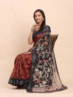 Shree Shyam Fashion Linen Cotton Maroon Saree - Distacart