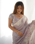 Vamsee Inaya Lavender Silky Crush Saree