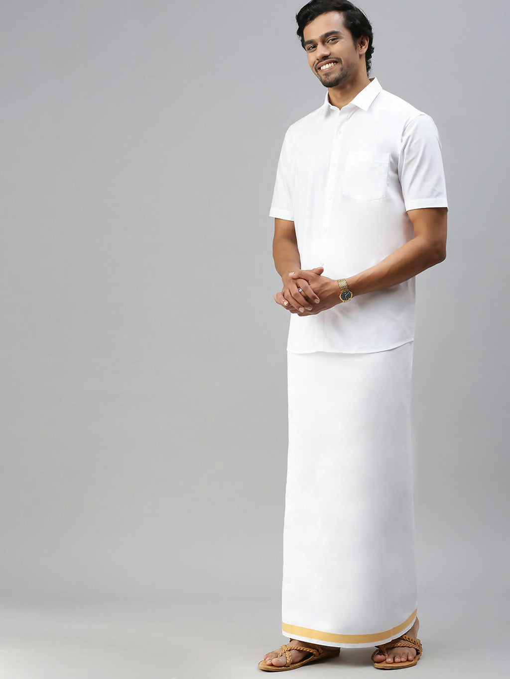 Ramraj Cotton Mens Half Sleeve Formal 100 % Cotton White Shirt