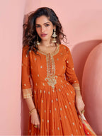 Anaita Yellow Embroidered Silk Anarkali Suits - Distacart